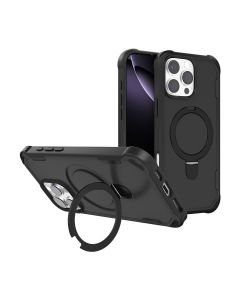Military Rotative Ring Stand Armour Case for Galaxy S26 Plus- Black (Magsafe Compatible)