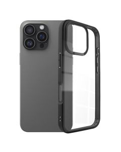Hybrid Transparent Case with Metal Camera frame for iPhone 16 Pro - Black