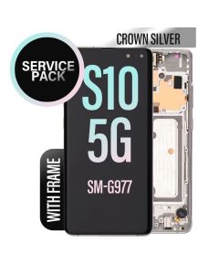 Galaxy S10 5G LCD Touch Screen Assembly with Frame - Crown Silver (Service Pack)