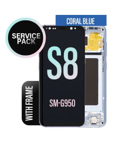 Galaxy S8 LCD Touch Screen Assembly with Frame - Coral Blue (Service Pack)