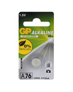 GP 1.5V 110mAh Zinc Manganese Dioxide Button Cell Battery - Card of 1 LR44