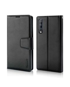 Hanman Wallet Leather Case Cover For Galaxy A70-Black