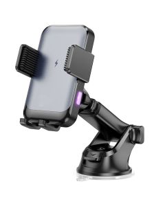 Hoco HW9 15W Fast Wireless Charger Car Holder 2 in 1- Black