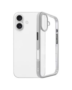 Hybrid Transparent Case with Metal Camera frame for iPhone 16 Plus- White