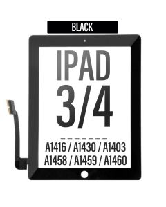 iPad 3/ 4 Touch Screen Digitizer with Adhesive Tape - Black
