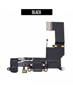 iPhone 5S Charging Port Flex Handsfree Port Cable with Mic - Black