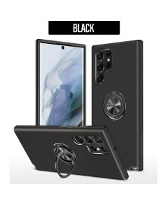 Magnetic Ring Stand Hybrid Case Cover For Galaxy S23 - Black