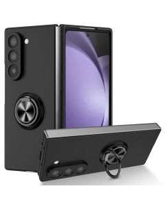 Magnetic Ring Stand Hybrid Case Cover For Galaxy Z Fold 7- Black