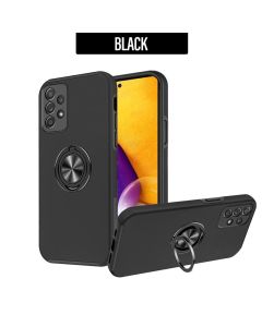 Magnetic Ring Stand Hybrid Case Cover For Galaxy A73 5G- Black 