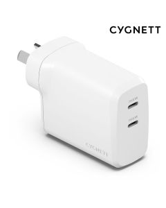 Cygnett PowerPlus 60W (30W x2) Dual Port USB-C PD Travel-Ready Fast Wall Charger -White