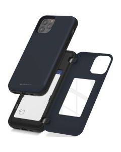 Mercury Magnetic Door Bumper Case with Card Slot For iPhone 12 Mini - Navy