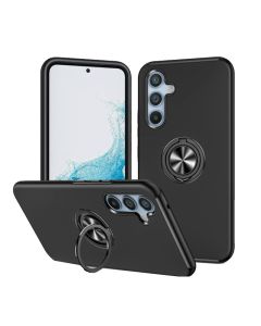 Magnetic Ring Stand Hybrid Case Cover For Galaxy A57 5G- Black