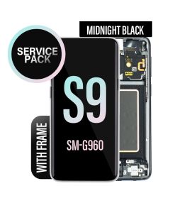 Galaxy S9 LCD Touch Screen Assembly with Frame - Midnight Black (Service Pack)