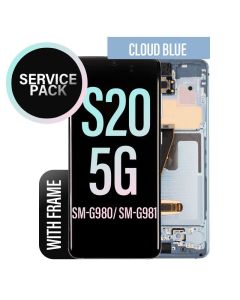 Galaxy S20/ S20 5G LCD Touch Screen Assembly with Frame - Cloud Blue (Service Pack)