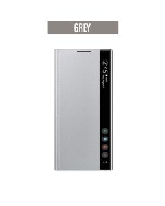 Transparent Flip Leather Case Cover with See Thru Design For Galaxy Note 10 Plus - Grey