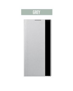 Transparent Flip Leather Case Cover with See Thru Design For Galaxy Note 10 - Grey