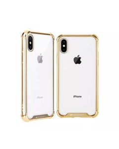 Mercury Transparent Wonder Protective Case Cover With Metal Plating For iPhone XR - Gold