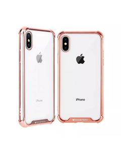 Mercury Transparent Wonder Protective Case Cover With Metal Plating For iPhone X/ XS - Rose Gold