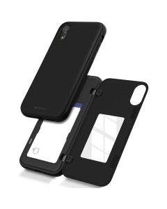 Mercury Magnetic Door Bumper Case Cover With Card Holder Mirror For iPhone XR